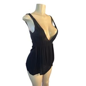 Women S Theory Wool Sleeveless Tank Sweater Slip Cami Vest Cardigan Top Black